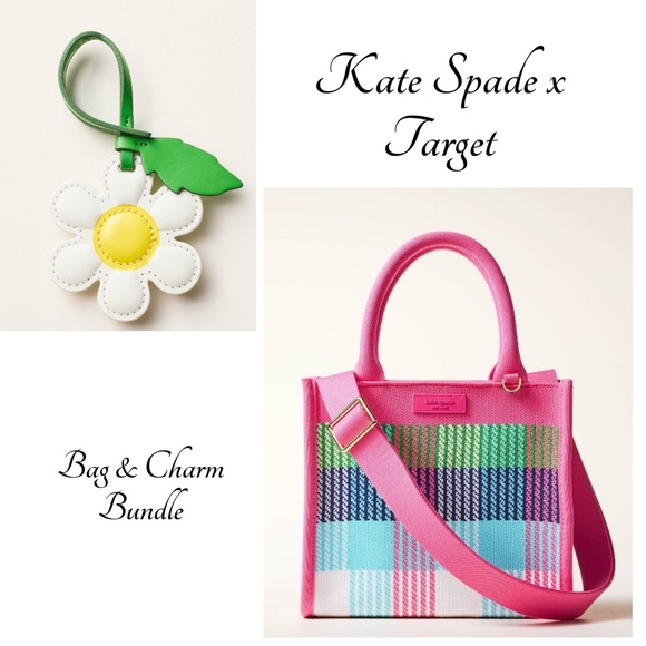 💖PRICE FIRM💖 Kate Spade x Target Plaid Knit Crossbody Bag w/ Daisy Charm NWT - Picture 1 of 15